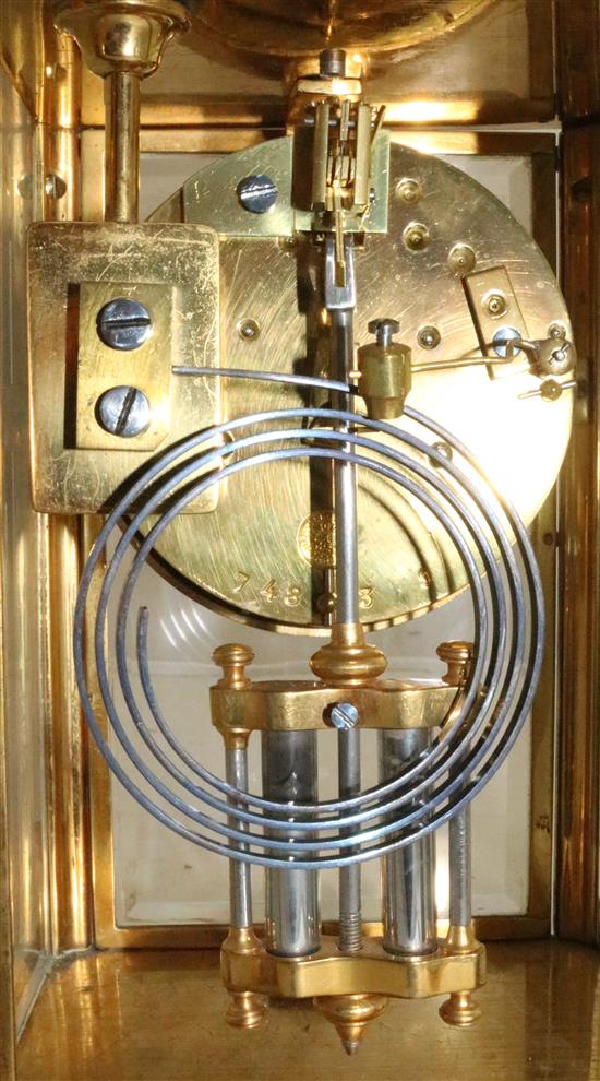 An early 20th century French ormolu four glass mantel clock, height 10in.
